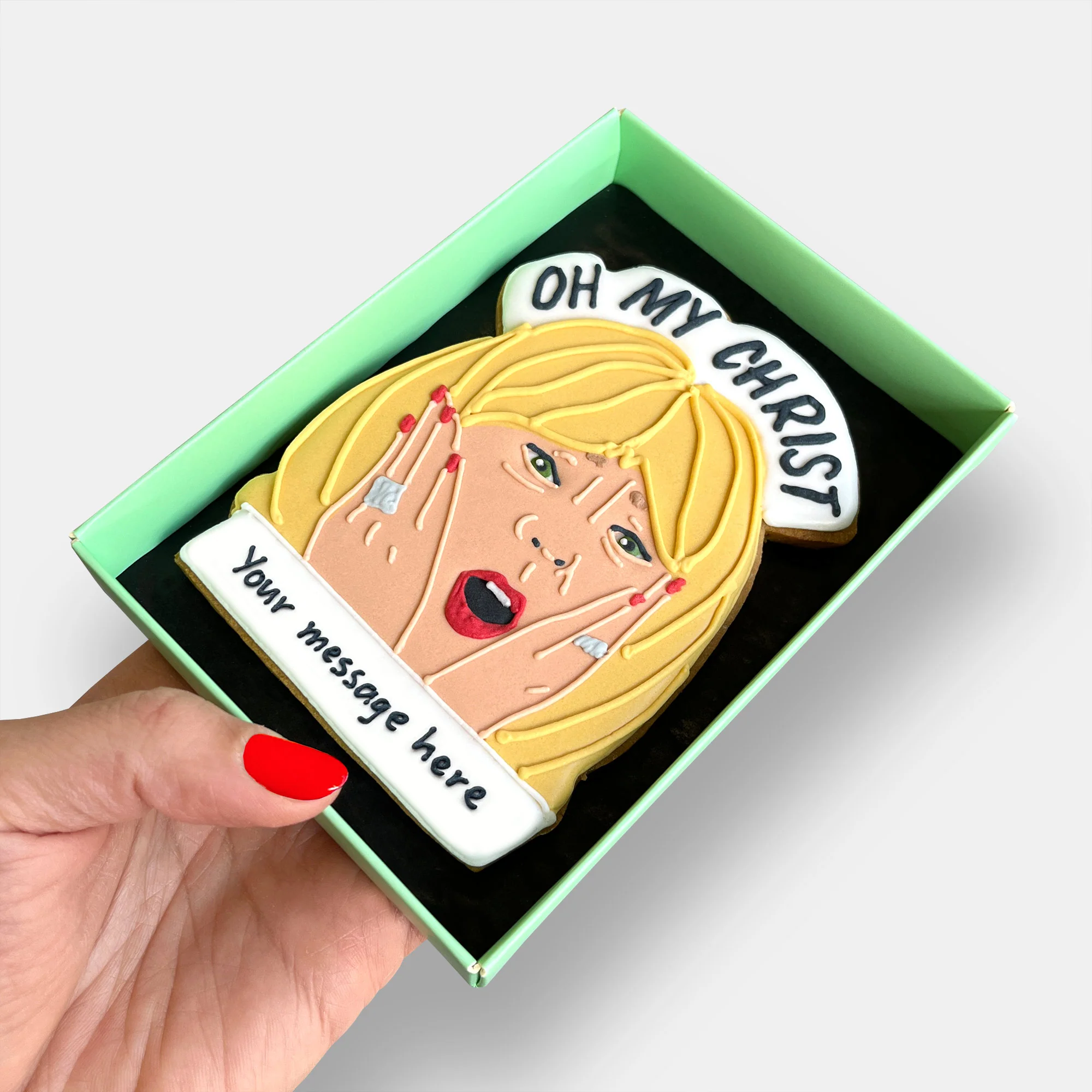 Personalised Oh My Christ! Letterbox Iced Cookie - Image 3
