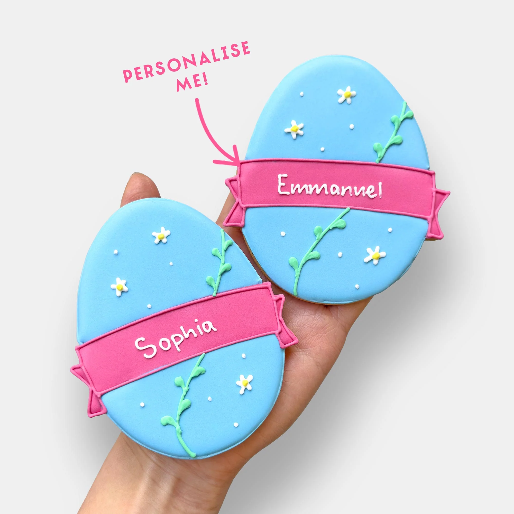 Personalised Floral Easter Egg Letterbox Iced Cookie - Image 3