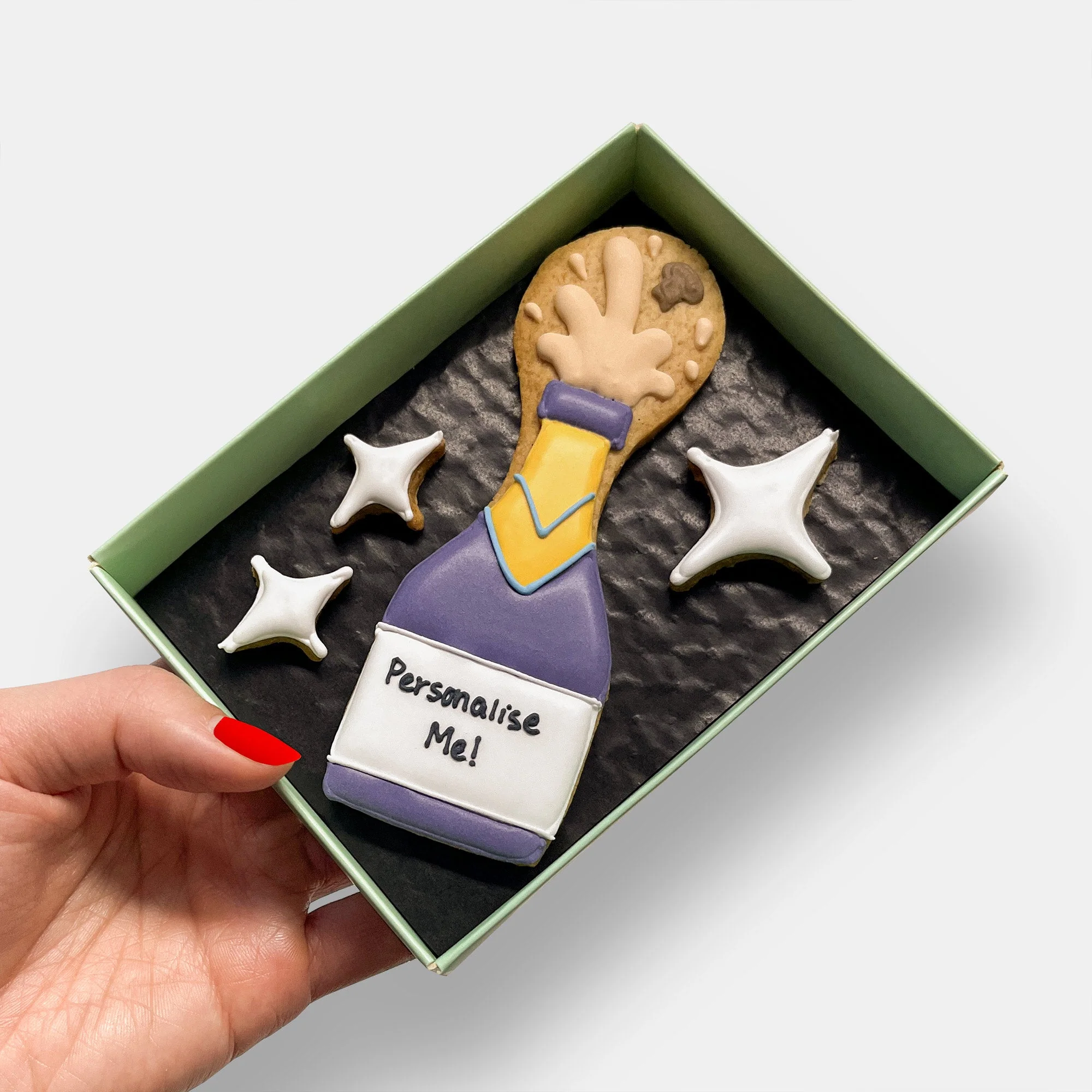 Personalised Poppin' Bottles Congratulations Letterbox Iced Cookies - Image 3